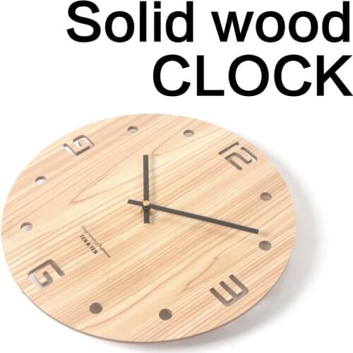 Pastoral Solid Wood Clock Wall Vintage Wall Clock Living Room Simple Modern Mute Clocks Household Personality Bedroom Home Decor