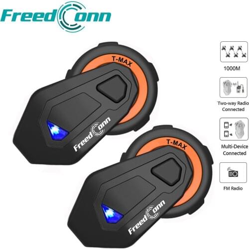 FreedConn T-max Motorcycle Helmet Intercom Group 6 Riders Bluetooth Headset interphone with FM Radio Moto Intercomunicador