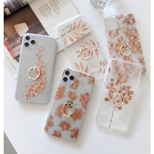Luxury Glitter Transparent Case For iPhone 7 8 Plus Clear Phone Back Cover For iPhone 11 12 Pro Xs Max X Xr + Ring Bling Case