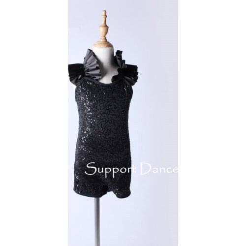 Sexy Black Sequin Jazz Modern Dance Costume Contemporary Clothing C139