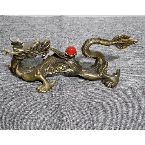 Long 22 CM, Antique collection chinese old bronze Dragon sculpture home decoration Metal Crafts Chinese Dragon statue