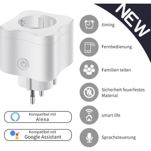 1-5 Pcs Tuya 10A EU Standard WiFi Smart Plug Smart Life APP Remote Smart Socket Works For Google Home, Alexa Dropshipping