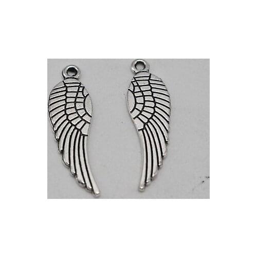 Tibet Silver Tone Angel Feather Wing Pendants Charms 9X30mm Craft Jewelry
