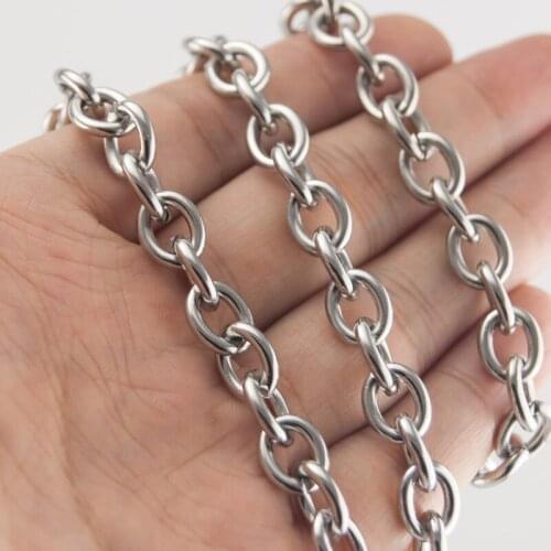 8mm Thick Heavy Chain Necklace Men Stainless Steel O Shape Rolo Chain for DIY Jewelry Making Sell in 25 Meter Wholesale