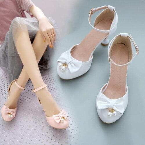 YMECHIC Fashion Sweet Lovely Stiletto Lolita Shoes Thin Heels Butterfly-knot White Pink Party Wedding Pumps Women Shoes 34-43