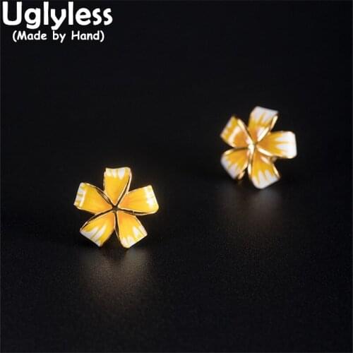 Uglyless Little Yellow Flowers Jewelry Sets for Women Real 925 Silver Studs Earrings Pendants Necklaces + Chains Floral Brincos