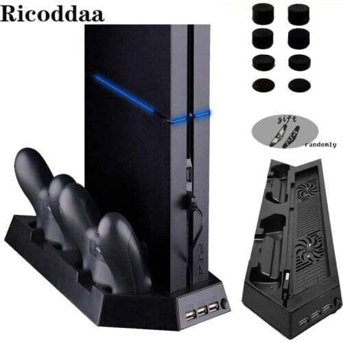 For PS4 Dual Charger Vertical Controller Dock Station Charging Bracket Stand+Cooling Fan+USB Power HUB For Playstation4 PS4