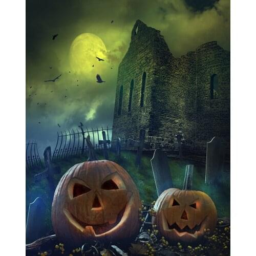 VinylBDS Photo Background Wild Black Bats Castle Photo Backdrop Pumpkin Kate Background Backdrop