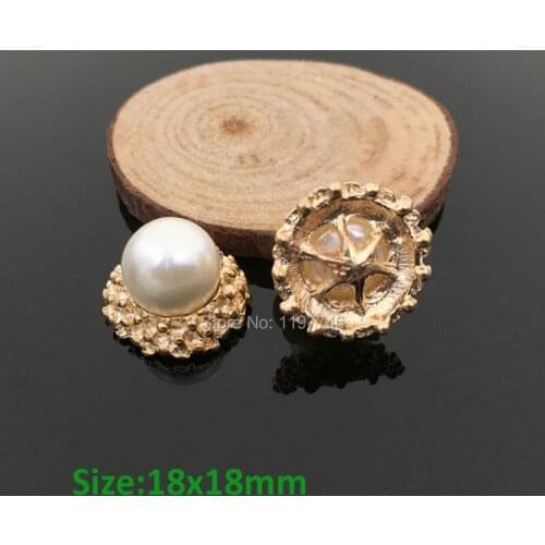 Pearl Decorations for Nail 10 pcs 18mm Flower Decorations for Wedding Gold Decorations for hair bow Center Decorations for diy
