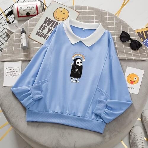 Skull Hoodie Cotton Soft Sweatshirts for Women Rainbow Print Graphic Hoodies Aesthetic Long Sleeve Pocket Casual Pullover Tops