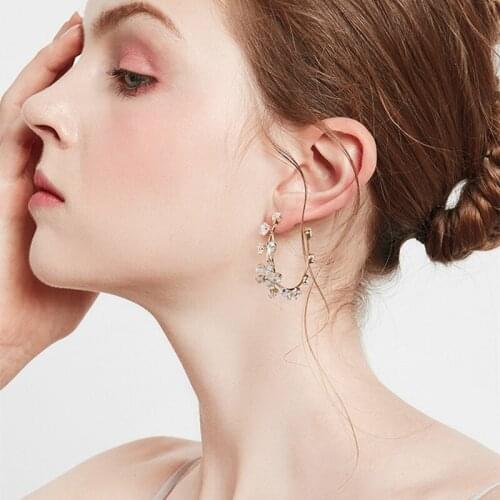 2021 Earring Luxury Design Fashion Crystal Dangle Earrings For Women Trendy C Shape Large Earring For Party Female Girl Gift