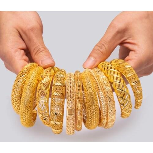 WANDO Bangles Gold Color Bangles For Women wedding Bracelet jewelry African women Girl Bride Bangles&bracelets jewelry Gift