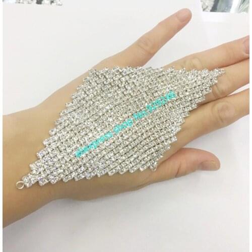 1pc/lot shiny clear crystal rhinestone applique rectangle strass trims for bridal hair-dress decoration shoulders accessory