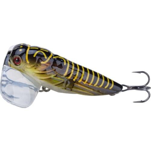 1PCS Fishing Lure High Quality Lscas Artificial Bait 40mm/55mm 3.8g/8.5g Floating Popper Topwater Stomach Cicada Insect
