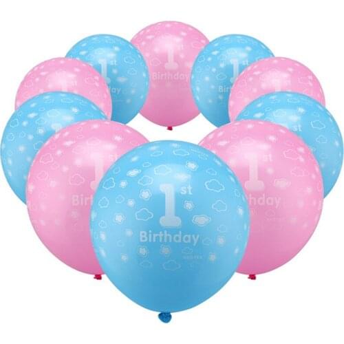 10pcs 1th Happy Birthday Latex Balloons Birthday Party Decoration Kids 1 Year Birthday Party Suppliers Digital Air Balls