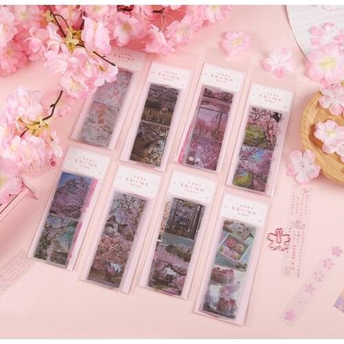 10 pcs/set Matte Handle Sakura Scenery Pet Stickers Diy Diary Scrapbooking Stickers Stationery Label Sticker
