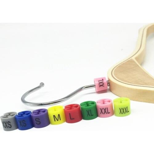 100 pcs Plastic Size Markers for hangers colors assorted pre-printed Hanger Accessories snap-on