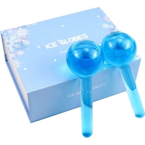Q1QD 2pcs Large Beauty Ice Hockey Energy Beauty Crystal Ball Facial Cooling Ice Globes Water Wave Face and Eye Massage Skin Care