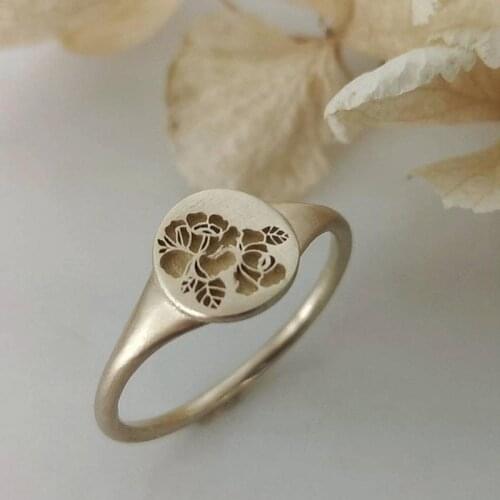 2021 New Trendy Rose Flower Pattern Rings For Women Vintage Rose Gold/Gold Color Female Jewelry Birthday Party Gifts