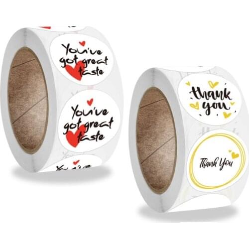 500pcs THANK YOU Yellow Love 2.5cm Round Thanksgiving Gift Stationery Birthday Party Food Packaging Sealing Sticker