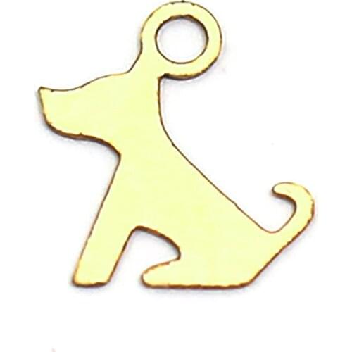 Beadsnice ID40043smt4 Gold Filled Small Dog / Cat / Fawn Sledding Charms Shiny Animal Blank Charm Drop Stamping Connector