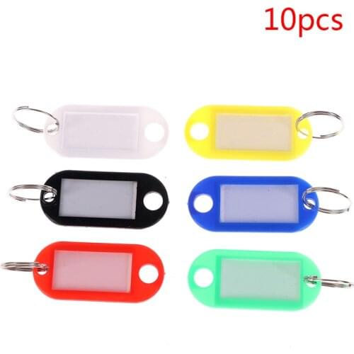 10pcs Plastic Custom Split Ring ID Key Tags Labels Key Chains Key Rings Numbered Name Baggage Luggage Tags