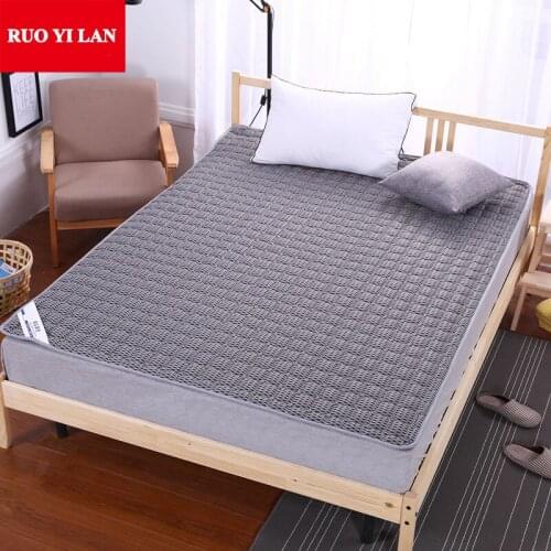 Double-faced 4D Air-permeable Gridding Soft Mattress Cover Washable Bedspread Home Bedding Sheet 1.2m/1.5m/1.8/2m Bed Wine White