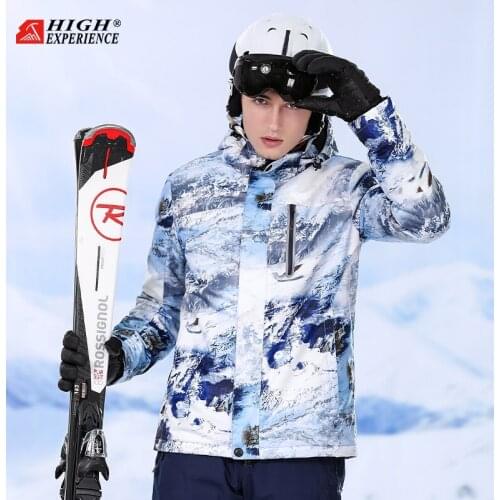 HIGH EXPERIENCE 2021 Winter New Outdoor Tracksuit Waterproof Windproof Warm Breathable Mens Ski Tops Slim Hooded Snow Coat