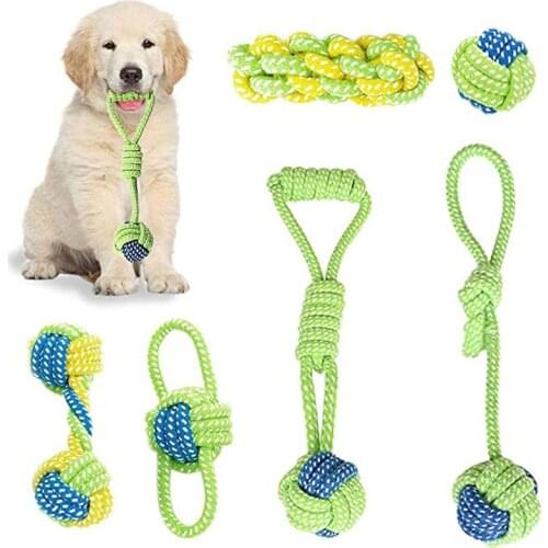 Dog Toy Interactive Chewing Rope Ball Set Dogs Chew Teeth Clean for Small Dogs Bite Chew Training Playing Puppy Accessories