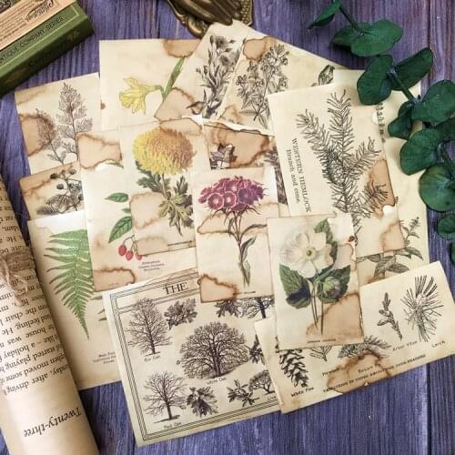KLJUYP 17pcs Vintage flower plant Paper for Scrapbooking Happy Planner/Card Making/Journaling Project