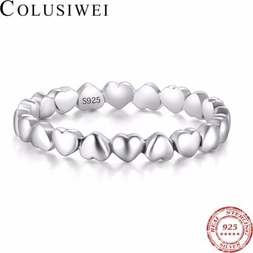 Authentic 925 100% Solid Sterling Silver Forever Love Heart Finger Ring Original Jewelry Valentines Day Gift