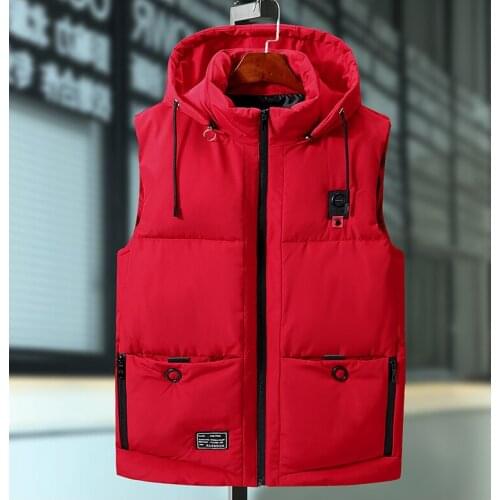 Plus Size 9XL Mens Winter Jackets Casual Thick Vests Men Sleeveless Hoodie Coats Male Cotton Padded Warm Slim Pocket Waistcoat