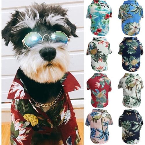 Dog Shirts Clothes Summer Beach Clothes Vest Pet ClothingT-Shirt Hawaiian For Small Large Cat Dog Chihuahua