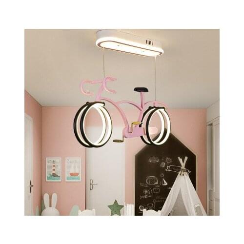 Childrens room chandelier eye protection simple modern boys and girls bedroom LED personality cartoon bicycle lights