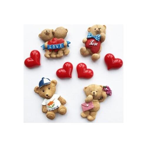 3D stereo fridge magnet cute bear couple cartoon animals magnetic paste wedding decoration refrigerator paste photo sticker