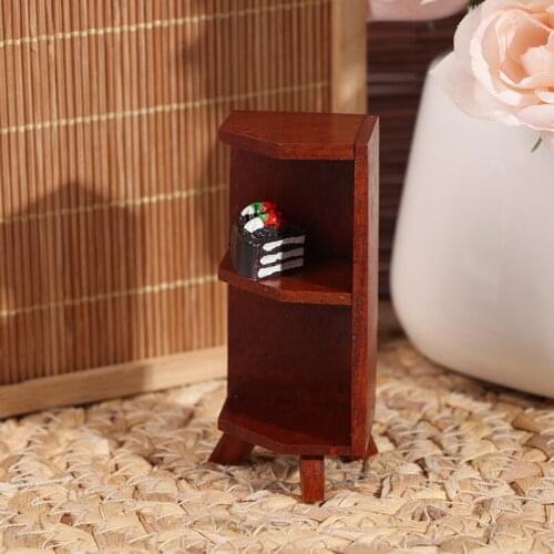 1PC 1:12 DIY Toy Miniature Wooden Closet TV Book Cake Bedside Table Cabinet Shelf Legs Cupboard Model Dollhouse Furniture Decor