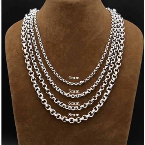 S925 silver men and women necklace classic retro 6mm Pearl Thai silver Necklace for man