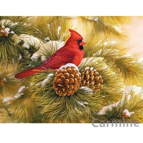 Bird And Pine Cones DIY 5D Diamond Painting Landscape Snow Embroidery Cross Stitch Kit Full Round&square Drill Home Decoration