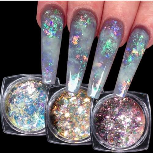 Nails Art Glitter Opal Fire Chunky Aurora Irregular Nail Charms Sequin Flakes Pigment Acrylic Manicure DIY Accessories BEOB01-12
