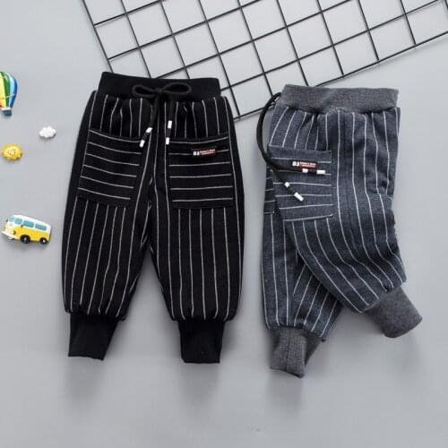 New 2018 Children Clothing Boys Winter Pants With Fleece Warm Long Trousers For Boys Stripe Thickening Pants Kids Clothes