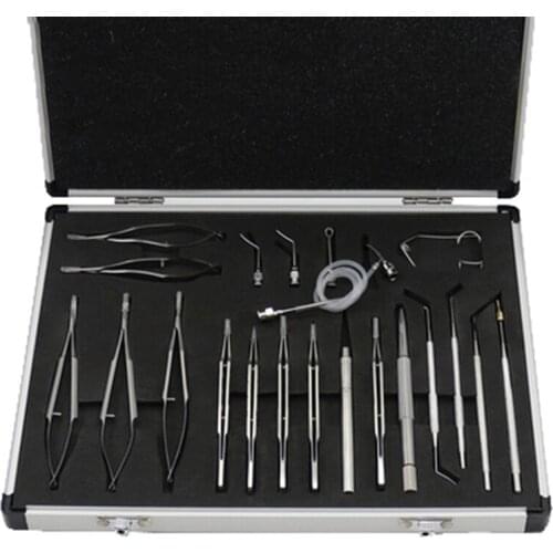 21pcs Eye Ophthalmic Set Instrument Eye Micro Tweezers Scissors forceps lacrimal irrigator Needle Holder Set Surgical Tools