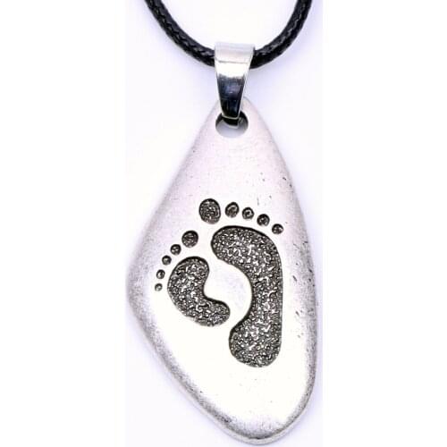 Footprints of Child & Grown-up Necklace Pendant Family Love Antique Silver Gift BFF Parant Mother Father Brother Sister Choker