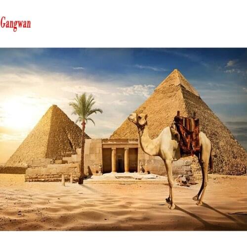 The Pyramids Egypt 5D DIY Diamond Painting full Square round stone Diamond Embroidery cross stitch Rhinestones Mosaic Picture