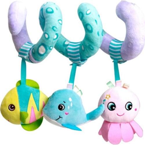 Baby bed hanging toys newborn baby bed head ring baby stroller pendant 0-9 months puzzle bed bell sky ocean theme plush toys