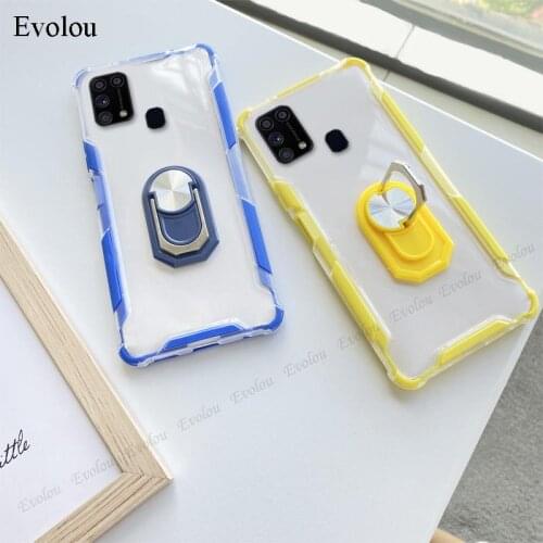 Transparent Acrylic Magnetic Holde Case For Samsung M31S M21S F41 Airbag Shockproof Hard Back Cover For Samsung A91 A81 J4 Prime