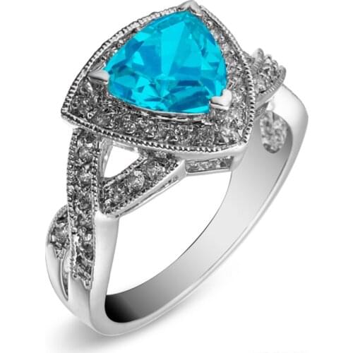 Fleure Esme Luxury Wedding rings Jewelry & Accessories for womens clothing accessories Blue Cubic Zirconia Rhodium Plated R563