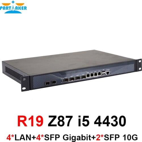 Partaker R19 1U Firewall Network Server SFP With intel Core LGA1150 i5 4430 4 SFP 4 LAN 8GB Ram 128GB SSD