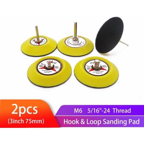 2pcs 3Inch 75mm Back-up Sanding Pad 1/4" Shank or M6 5/16"-24 Thread Hook and Loop Sanding Discs Replacement Pad