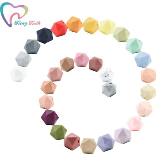 50 PCS Silicone 14 MM Icosahedron Beads BPA Free Baby Teething Cute Chewable Teether Rodents DIY Jewelry Accessories