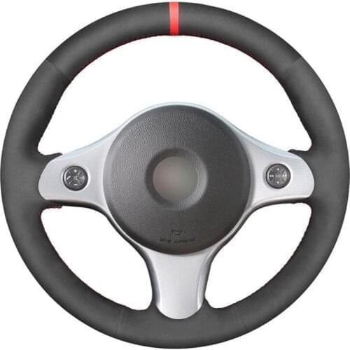 Hand-stitched Black Suede Red Marker Car Steering Wheel Cover for Alfa Romeo 159 2006 2007 2008 2009 2010 2011